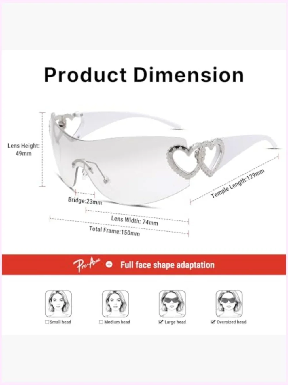 Wrap Around Rimless Sunglasses with UV400 Protection